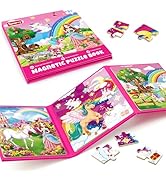 SYNARRY Unicorn Princess Magnetic Puzzles for Toddlers, 20 Pieces Travel Puzzles for Kids 3-5, Ca...