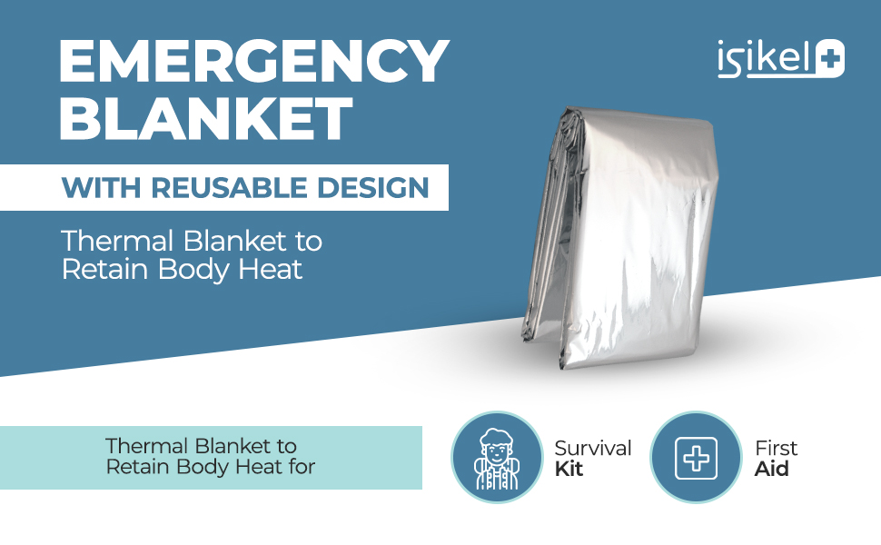 ISIKEL Emergency Blankets with Reusable Design Thermal Blanket to Retain Body Heat