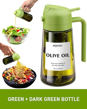 2 in 1 Glass Oil Sprayer &amp; Dispenser, 470ml Glass Olive Oil Sprayer,Cooking Oil Sprayer