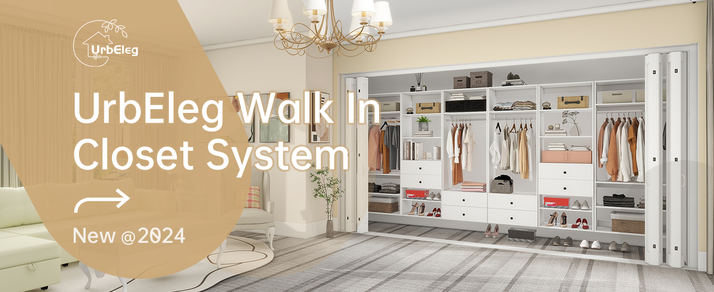 UrbEleg Walk in Closet System with Drawers, Closet