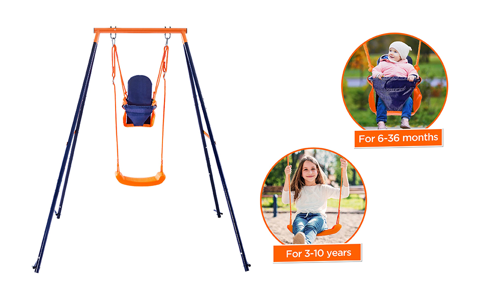 FDirect 2 in 1 Design Toddler Swing Set with Kids Growing