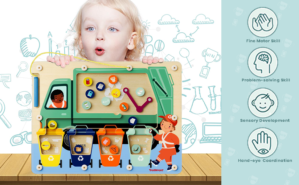 TOP BRIGHT Color Maze Board for Kids, Wooden Sorting Toys for