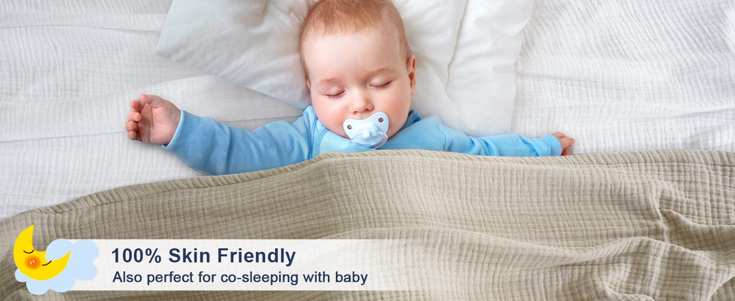 PHF 100 Cotton Muslin Blanket Twin Size 66" x 90", 4Layer