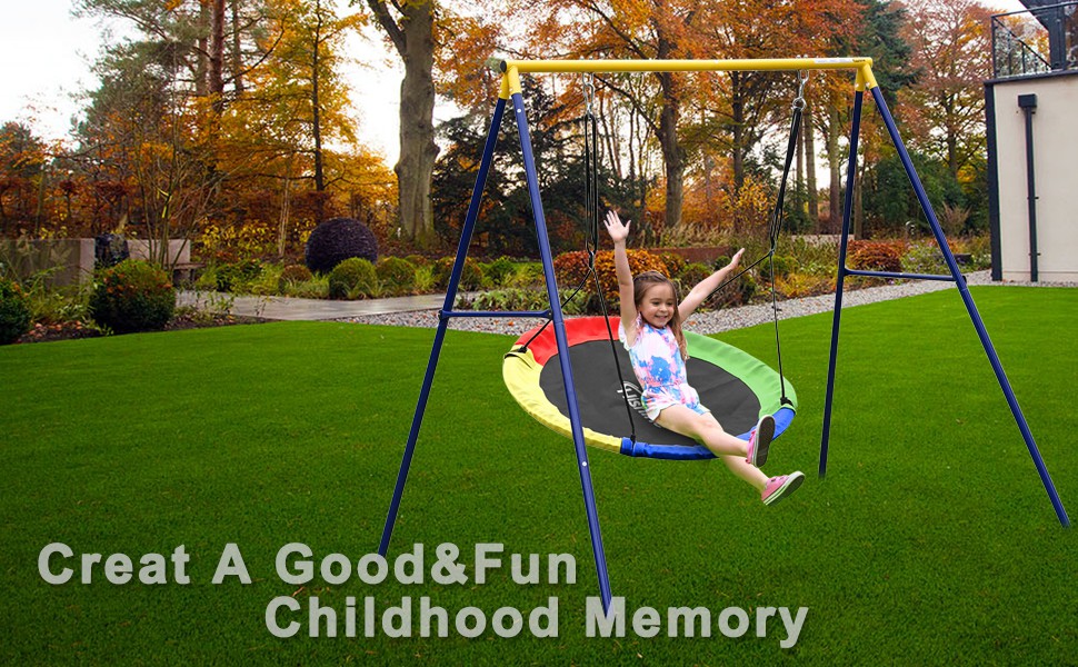 Swing Set43 Saucer Tree Swing and 71" High A Frame Swing