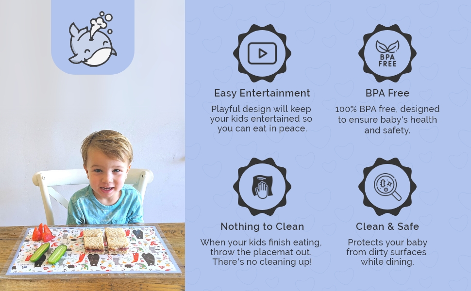 Suessie Disposable Placemats for Baby, Forest Animals (60