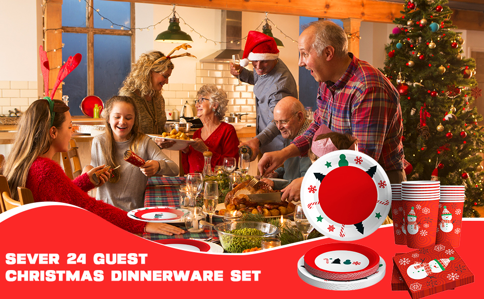 Christmas Paper Plates and Napkins Set Disposable