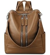 YALUXE Women's Genuine Leather Backpack Purse Convertible Shoulder Bag Versatile Daypack