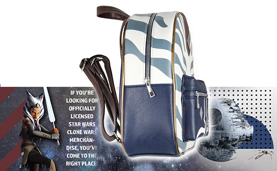 Star Wars Ahsoka Tano Character Pattern Faux Leather Tote Bag Mini Backpack Backpacks