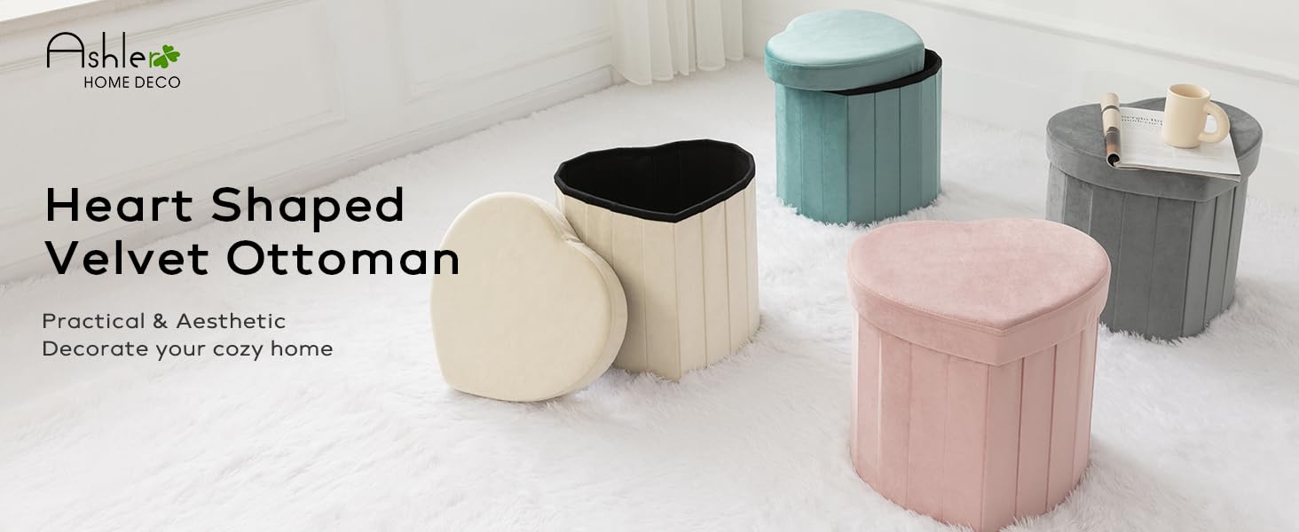heart shaped velvet ottoman