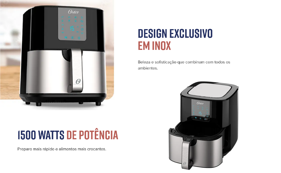 Fritadeira Ultra Digital 2 em 1 Inox 4,8L Oster com Painel Touch