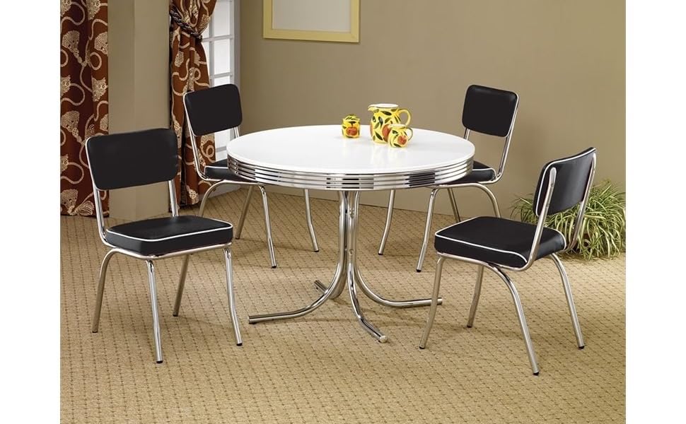レトロ　四角形テーブル Amazon.com - Home Square Dining Table Set with 42