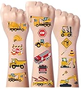 Gameza Construction Temporary Tattoos - 264+ Cars and Trucks Tattoos for Kids Construction Birthd...