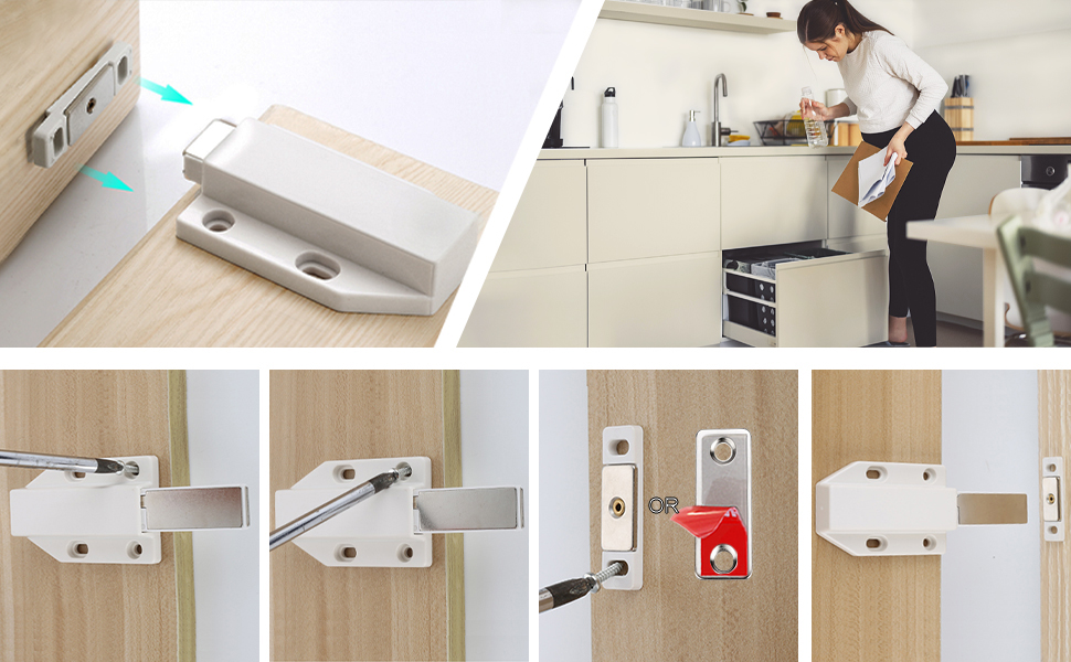 Drucktüröffner Push to Open Jiayi 2 Stück Heavy Duty Schrank Türöffner Tip On für Türen