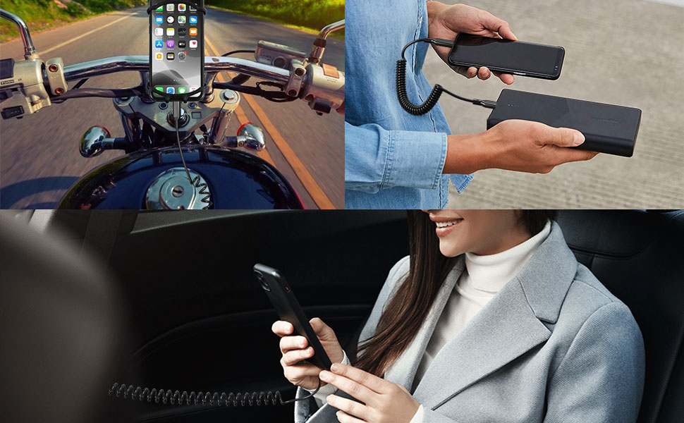 Coiled USBC to Lightning Cable, 2 Pack Coiled Apple Carplay Cable [Mfi