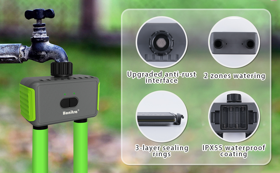 Honitra Sprinkler Timer, Smart Dual Water Timer for Garden