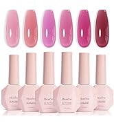 MelodySusie Jelly Gel Nail Polish Set,6 Transparent Colors,Milky or Jelly Texture,Romantic and Lo...