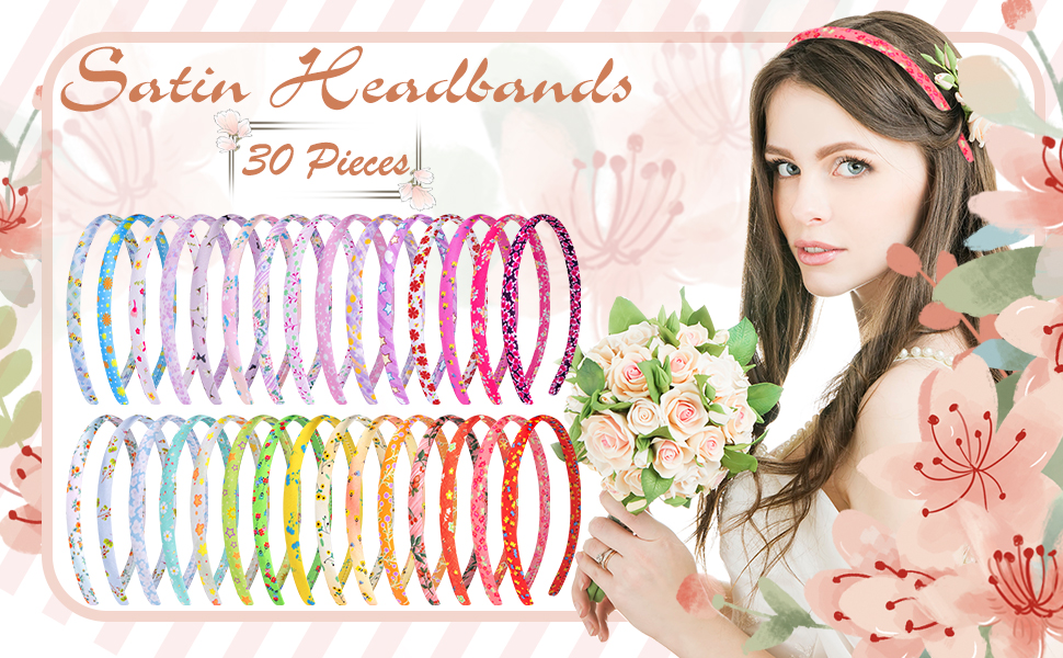 30 pieces satin headbands are fit for most of women and girls