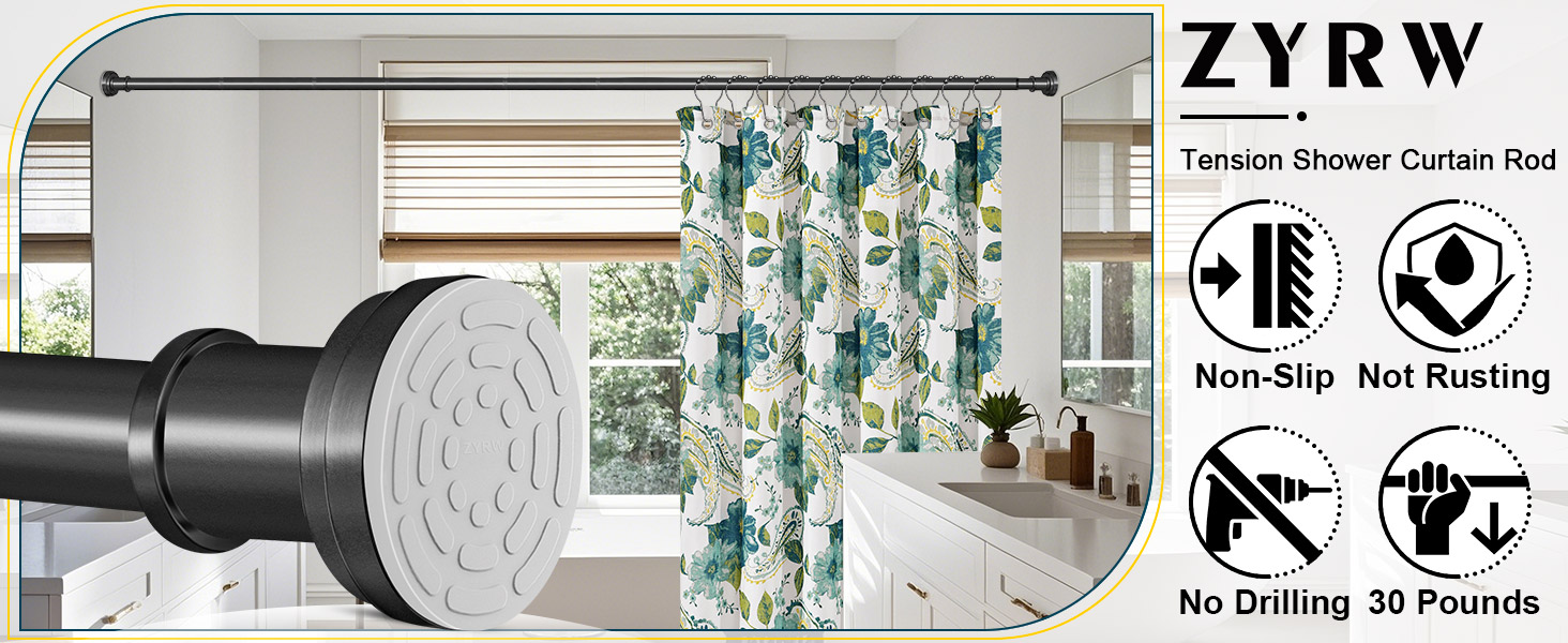 black shower curtain rod