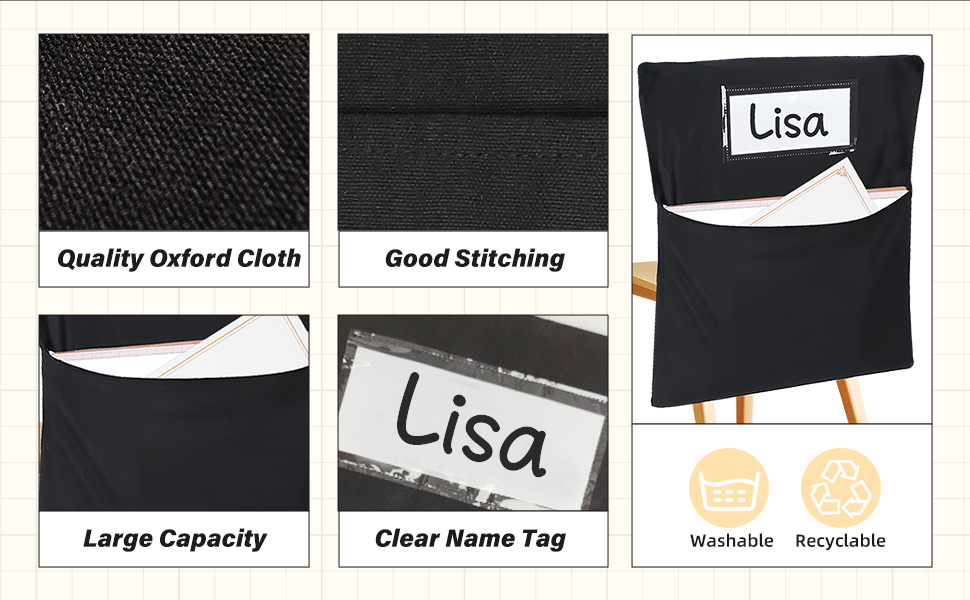 YUQILIN 24 PCS Chair Pockets for Classroom 20 x 17 Inch