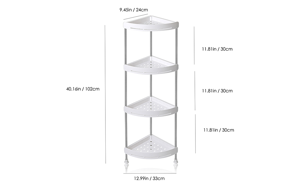 IYAR HOME 4 Tier Shower Caddy Organizer Shelf Rack Corner Standing Plastic Metal