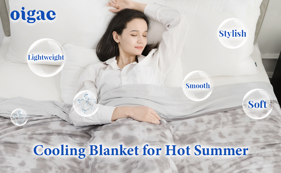 OIGAE Cooling Blanket for Night Sweats 150x200CM TieDye Cool Blanket