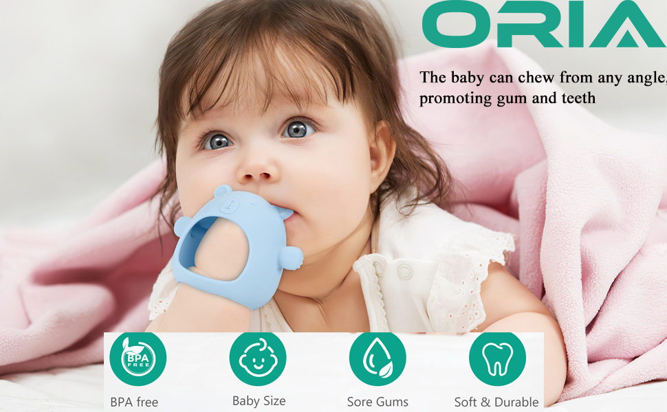 ORIA Silicone Baby Teether, Bear Buddy Teething Toys for Babies