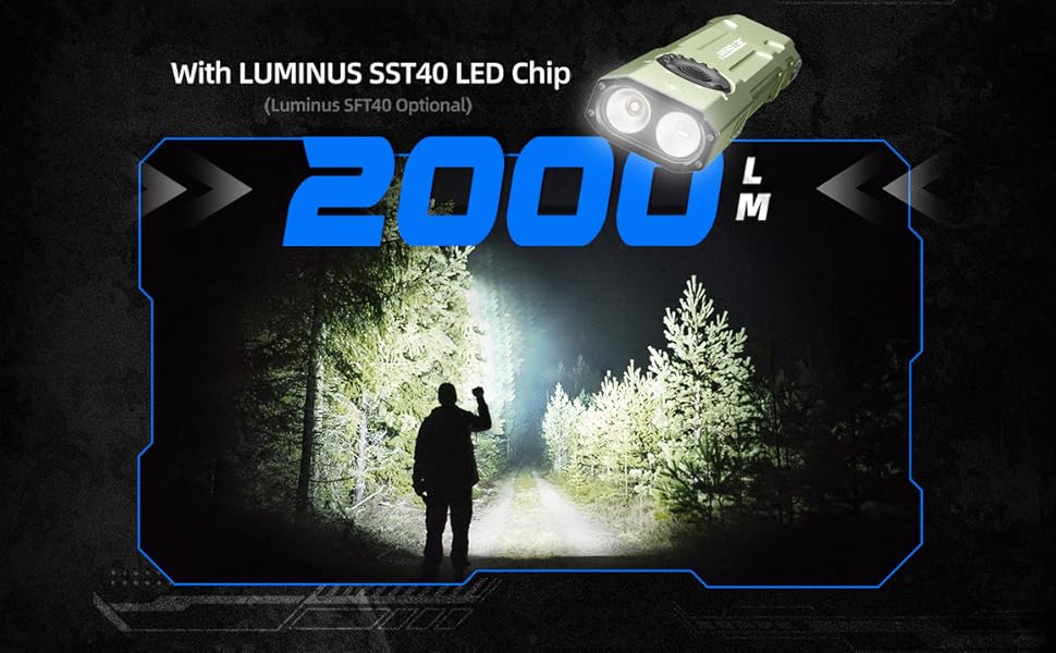 Tactical Flashlight high lumens,1800 Lumen USBC Rechargeable Flat