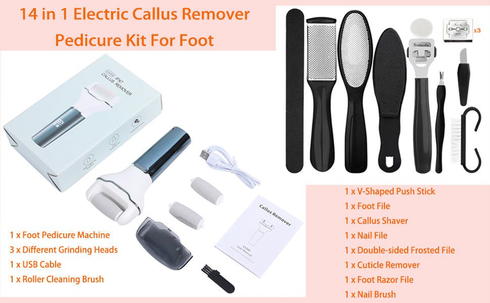 14 in1 Electric Foot Callus Remover, Waterproof Foot