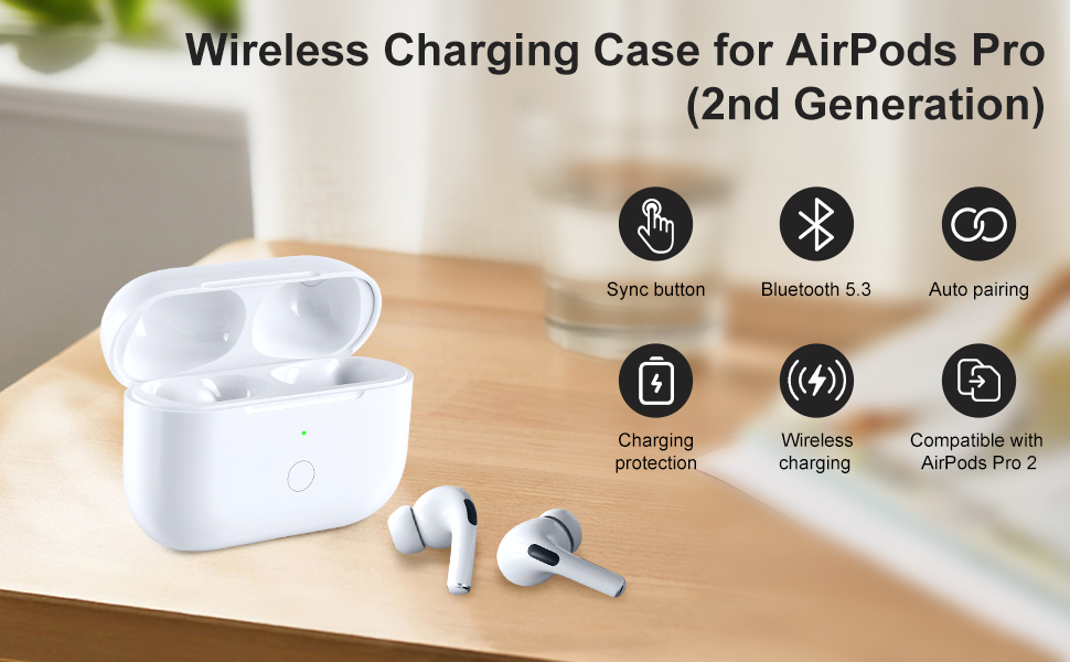 Wireless Charging Case Replacement Compatible with AirPods