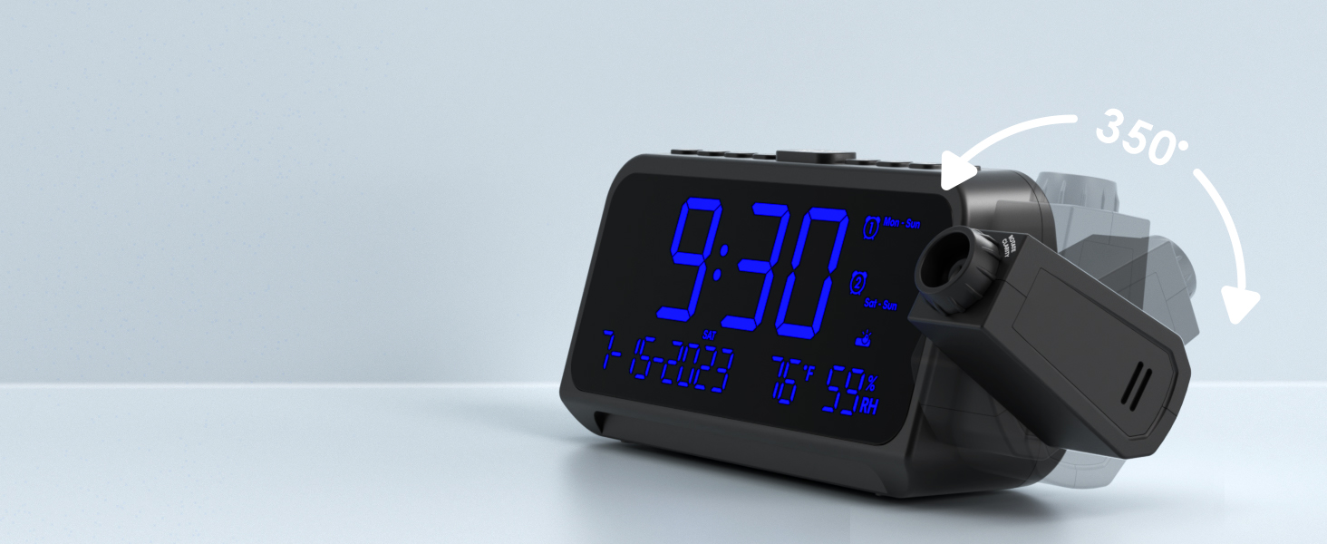 ROCAM Projection Alarm Clock for Bedroom, Digital Clock