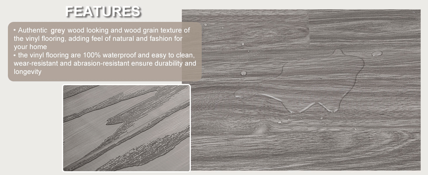 Peel and Stick Floor Tile Vinyl Flooring 20Pack 30 Sq.Ft Grey Wood