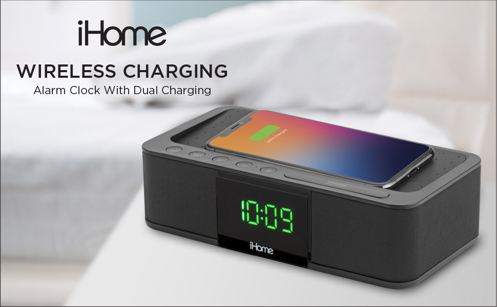 iHome Alarm Clock with Wireless Charging and USB Charger