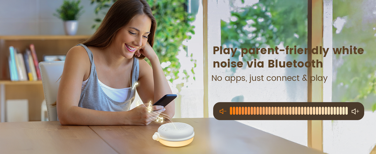 Play parent-frier dly white noise via Bluetooth