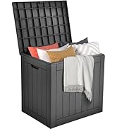 DWVO 30 Gallon Outdoor Storage Box with Side Handles and Lockable Lid, Weatherproof Resin Deck Bo...