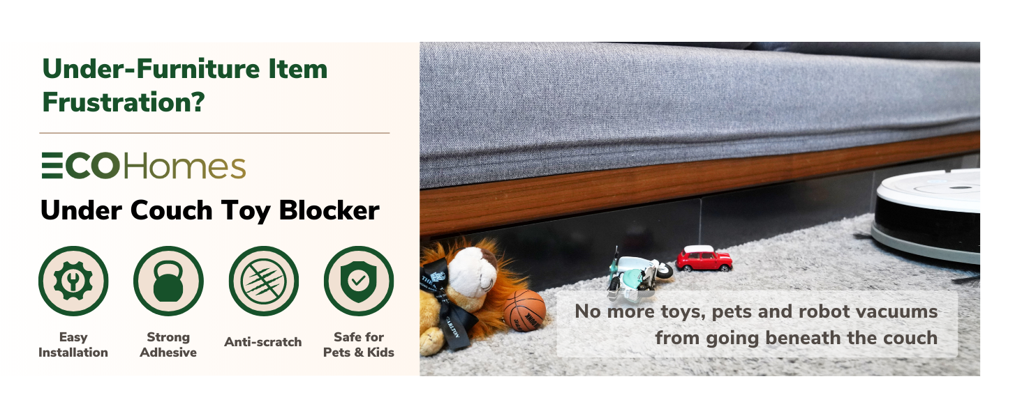 ECOHomes Under Couch Toy Blocker (8 Pack, Black) Prevent