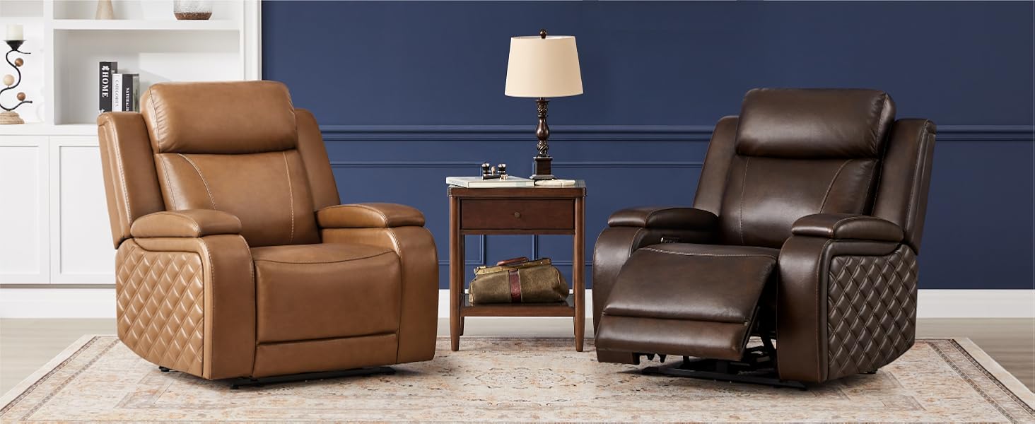 Watson & Whitely Genuine Leather Power Recliner Chairs for