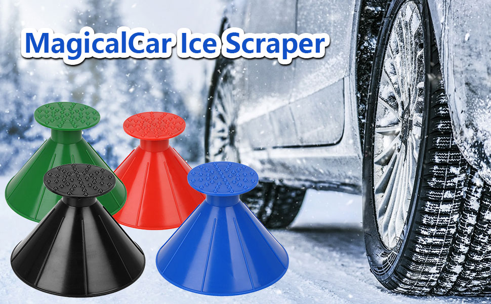 4 Pack Magical Car Ice Scraper, 2 in 1 Portable Ice Scraper Car Snow