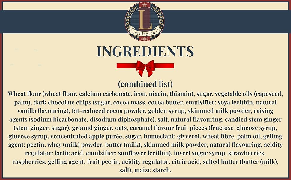 Text reads 'INGREDIENTS' followed by detailed ingredient list. Product packaging or label information displayed against contrasting background.