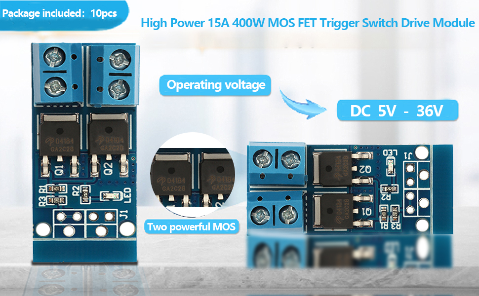 10pcs XY-MOS DC5V-36V 15A 30A 400W Dual High-Power MOS Transistor ...