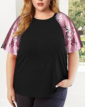 plus size floral sleeve tops