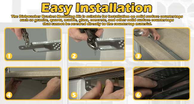 W10426979 "24" Dishwasher Mounting Bracket Kit for Granite and Quartz Countertops Fit for Whirlpoo