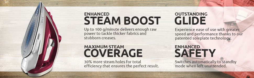 T-fal steam iron anticals plus ultraglide linen care home, cloths, care, red