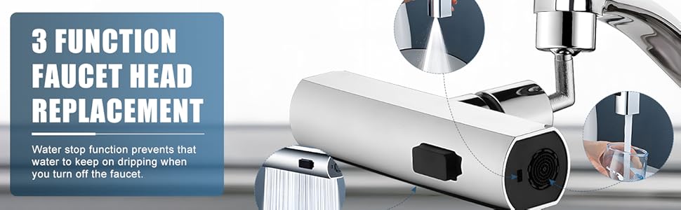 Waterfall Kitchen Faucet,360° Swivelling Anti-Splash Sink Faucet