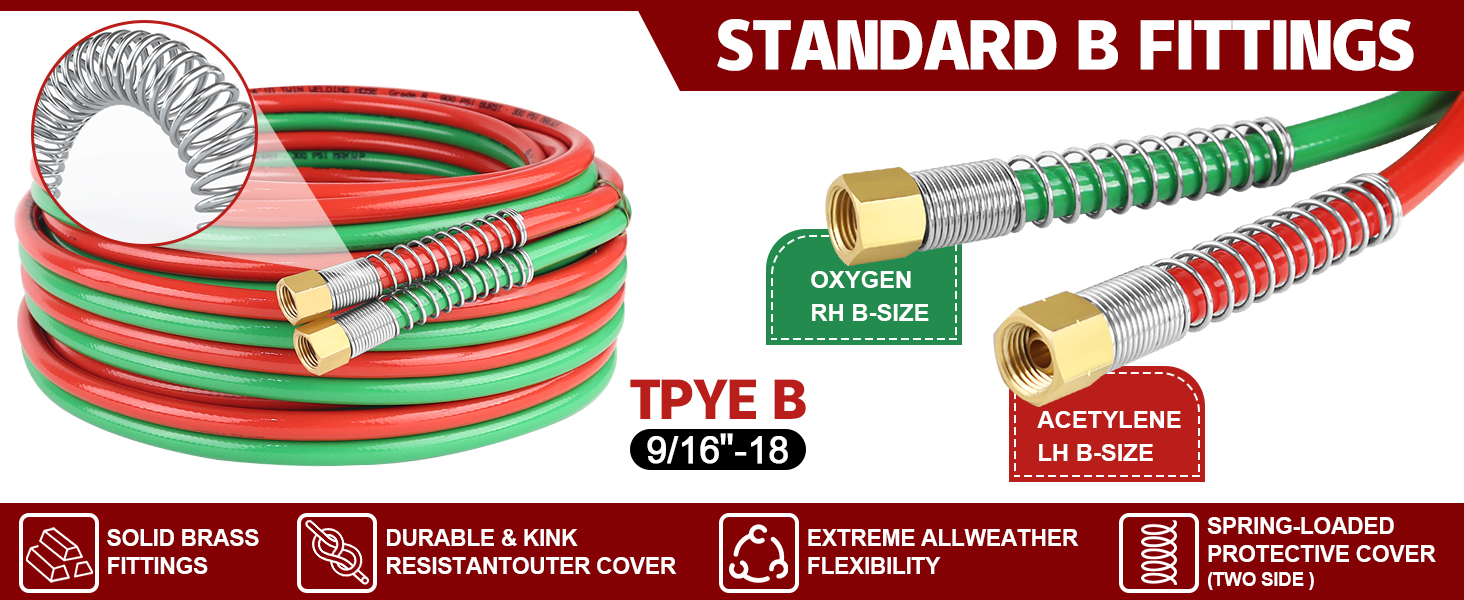 50 Feet Oxygen Acetylene Hose