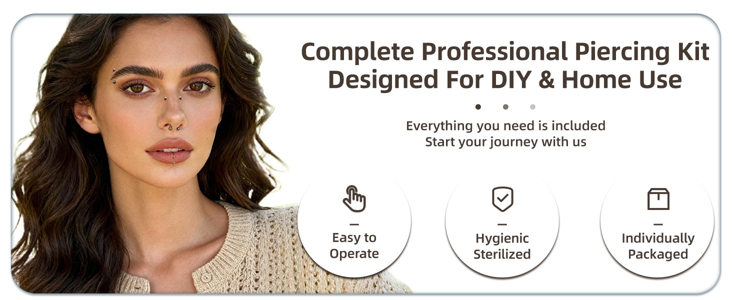 A-minusone 84PCS Body Septum Piercing Kit Nose Tongue Lip Ear Eyebrow Belly Button Tragus Industrial