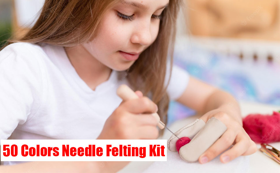 Needle Felting Kit,Wool Roving 50 Colors Set,297 Pieces