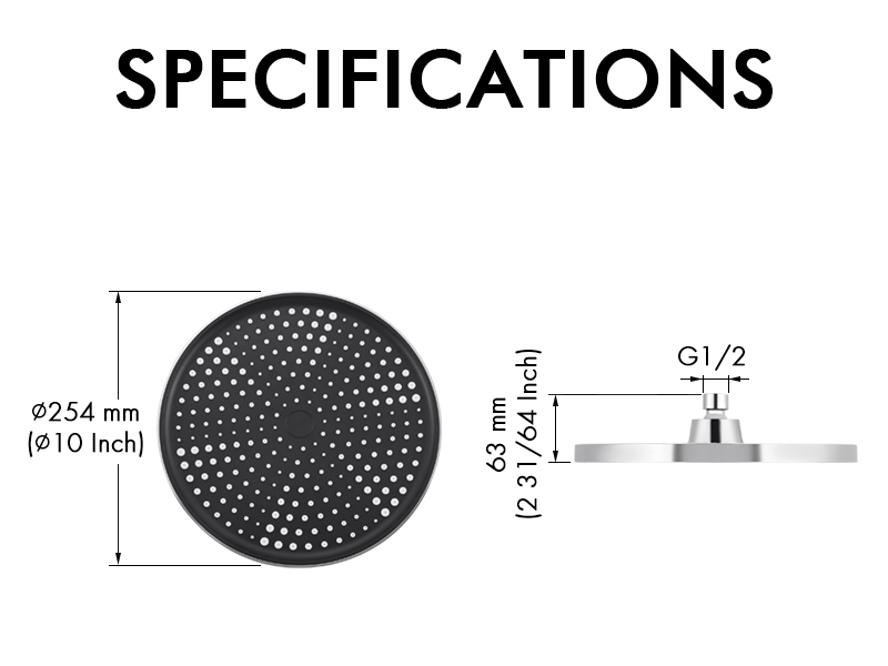 KES Fixed Shower Head Rain 10 Inch Rainfall Shower, Angle Adjustable