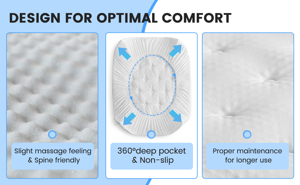 QUIETSEA Reversible Bamboo Viscose Memory Foam Mattress Pad