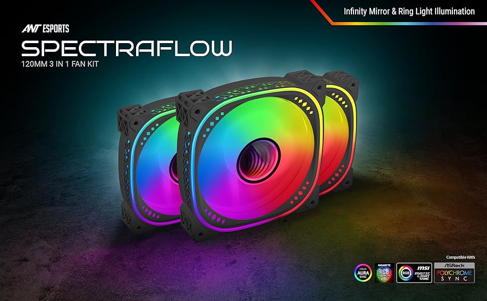 ant esports case fan, argb case fan case fan kit, spectraflow