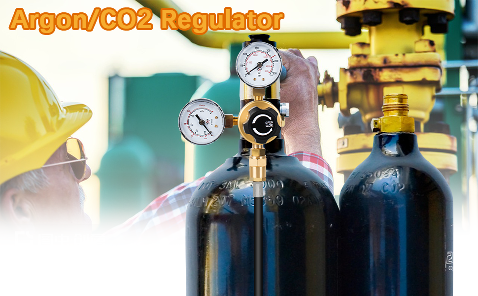 Argon RegulatorCO2 Regulators Argon Gauges Gas Welding Regulator for CGA580 Tank with 6.6FT